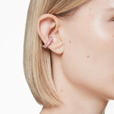Matrix ear cuffs, Baguette cut, Pink, Rhodium plated